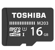 Карта памяти microSDXC UHS-I TOSHIBA M203 16 ГБ, 100 МБ/с, Class 10, THN-M203K0160EA, 1 шт., переходник SD
