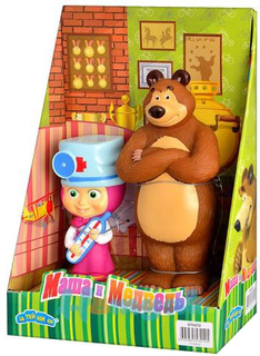 Набор фигурок Затейники Маша и Медведь GT6572 Маша-доктор с Мишкой