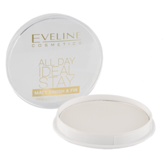 Пудра компактная для лица EVELINE ALL DAY IDEAL STAY матирующая бесцветная