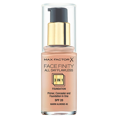 Основа тональная для лица `MAX FACTOR` FACEFINITY ALL DAY FLAWLESS 3 в 1 тон 45
