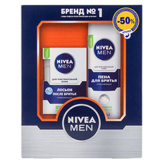 Набор подарочный мужской `NIVEA` `MEN` ДЛЯ ЧУВСТВИТЕЛЬНОЙ КОЖИ (пена для бритья 200 мл, лосьон после бритья 100 мл)