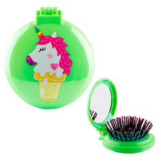 Расческа с зеркалом `MISS PINKY` BRIGHT Unicorn зеленая