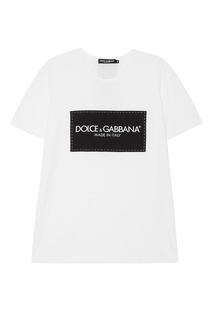 Белая футболка с черным принтом Dolce & Gabbana