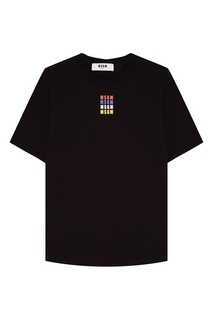 Черная хлопковая футболка с логотипами Msgm
