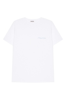 Белая хлопковая футболка с логотипом Miu Miu