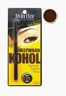 Карандаш для глаз Alvin Dor автоматический водостойкий HOLLYWOOD Тон 02 dark brown KOHOL