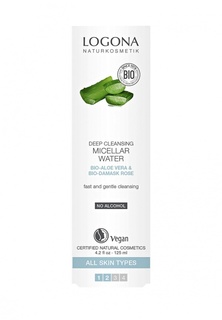 Мицеллярная вода Logona для глубокого очищения кожи с Био-Алоэ и Био-Дамасской Розой, 125 мл