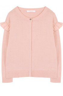 Хлопковый кардиган с оборками и круглым вырезом Chloé