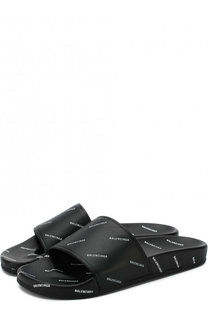 Кожаные шлепанцы с логотипом бренда Balenciaga