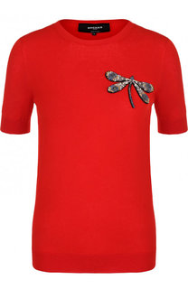 Хлопковый топ с контрастной вышивкой Rochas