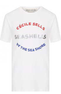 Хлопковая футболка с контрастной надписью Etre Cecile