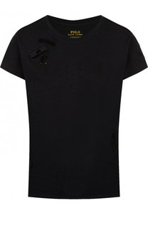 Однотонная хлопковая футболка с круглым вырезом Polo Ralph Lauren
