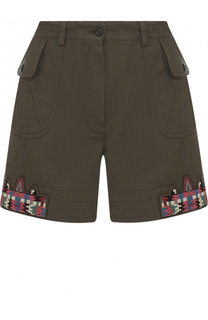 Хлопковые мини-шорты с контрастной отделкой Valentino