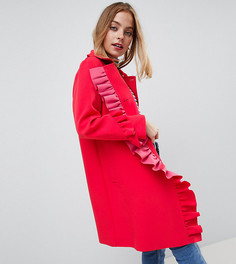 Пальто с оборками ASOS DESIGN Petite - Красный
