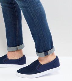 Темно-синие кеды-слипоны для широкой стопы ASOS - Темно-синий