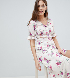 Чайная блузка с винтажным цветочным принтом и ажурной отделкой Fashion Union Tall - Белый