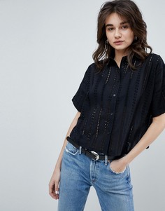 Рубашка с вышивкой ришелье ASOS - Черный