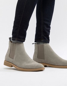 Светло-серые ботинки челси из искусственной замши New Look - Серый