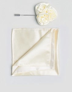 Булавка на лацкан и платок для нагрудного кармана Gianni Feraud Wedding - Кремовый