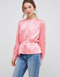 Атласная блузка на пуговицах mByM - Розовый