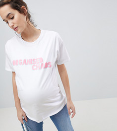 Двухслойная футболка для кормящих мам с надписью Organised Chaos ASOS DESIGN Maternity - Белый