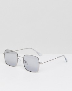 Солнцезащитные очки в квадратной металлической оправе с дымчатыми стеклами ASOS - Серебряный