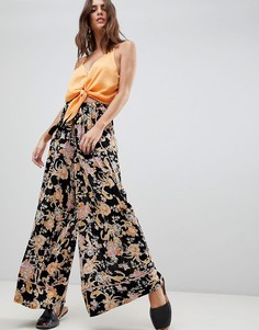 Широкие брюки с принтом Free People - Черный