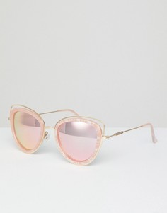 Солнцезащитные очки кошачий глаз в оправе с мраморным эффектом River Island - Розовый