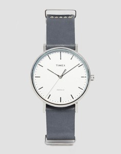 Часы с серым кожаным ремешком Timex Fairfield TW2P91300 - Черный