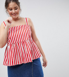Свободный хлопковый топ на бретелях в полоску ASOS CURVE - Мульти