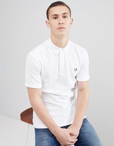 Белое поло из пике с фактурным воротником Fred Perry - Белый