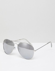 Серебристые солнцезащитные очки-авиаторы New Look - Серебряный