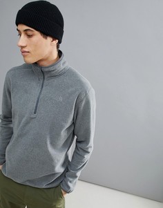 Серый меланжевый флисовый топ с молнией до груди The North Face 100 Glacier - Серый