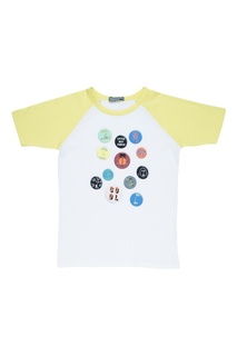 Хлопковая белая футболка с шелкографическим принтом Bonpoint