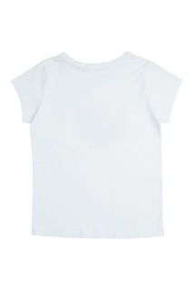 Хлопковая белая футболка с принтом Bonpoint