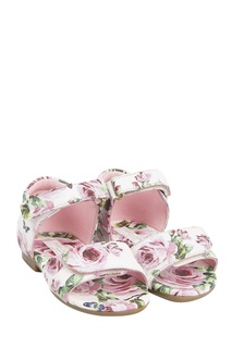 Кожаные сандалии с цветочным принтом Dolce&Gabbana Children