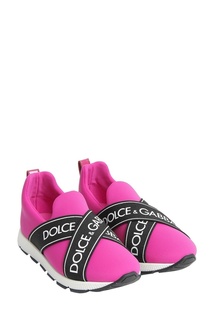 Розовые кроссовки с черными полосками Dolce&Gabbana Children