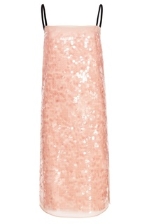 Розовое платье-мини из шелка с пайетками No21