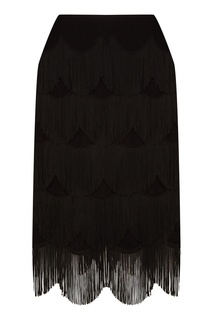 Черная юбка-миди с ярусной бахромой Marc Jacobs