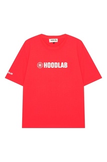 Красная хлопковая футболка с логотипом Hoodlab