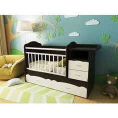 Кроватка трансформер Valle Alisa из 2-х частей (венге-слоновая кость)