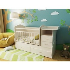 Кроватка трансформер Valle Alisa из 2-х частей (слоновая кость)