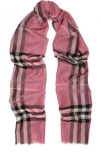 Шарф из смеси шерсти и шелка с вискозой в клетку Burberry