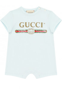 Хлопковый песочник с принтом Gucci
