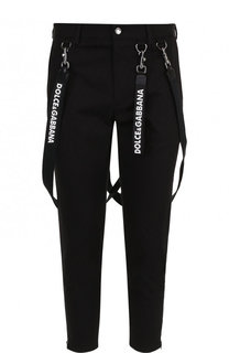 Хлопковые брюки прямого кроя с лампасами и подтяжками Dolce &amp; Gabbana