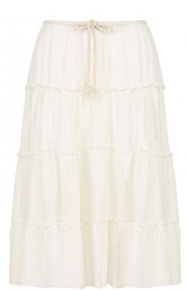 Хлопковая юбка-миди с эластичным поясом See by Chloé