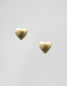 Золотистые серьги-гвоздики в форме сердца Made - Золотой