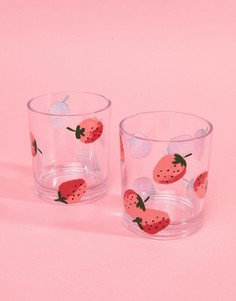 Набор стаканов с клубничным принтом Kate Spade - Мульти