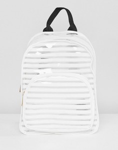 Пластиковый рюкзак в белую полоску Yoki Fashion - Белый