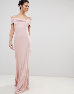 Платье макси с широким вырезом City Goddess - Розовый